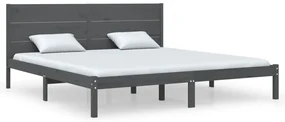vidaXL Bedframe massief grenenhout grijs 200x200 cm