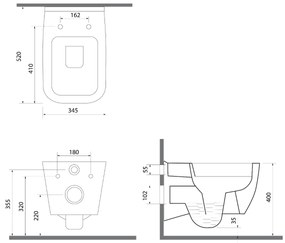 Sapho Vea randloos toilet wit glans