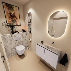 Mondiaz Ture DLux toiletmeubel 80cm cale met wastafel glace rechts zonder kraangat