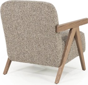 Fauteuil Met Houten Armleuning Taupe