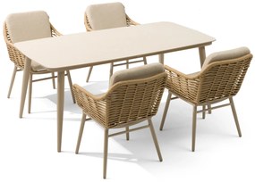 Tuinset 4 personen 180 cm Aluminium/rope Taupe Coco Antoni/Vienna