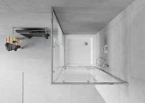 Mexen Rio vierkante douchecabine 90 x 90 cm, witte strepen, chroom + douchebak, wit - 860-090-090-01-20-4510