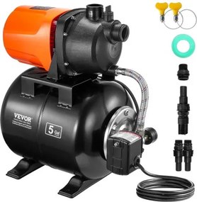 VEVOR 750W tuinpomp, 3700 l/u, automatische irrigatiepomp met 50 m opvoerhoogte, centrifugaalpomp met 20/40 PSI drukschakelaar, ondiepe putpomp, thermoplastische pompkop voor huis, tuin en gazon