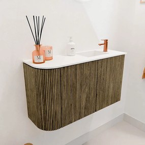 Mondiaz Joya 70cm toiletmeubel ronding links dusk met wastafel faye rechts 1 kraangat talc