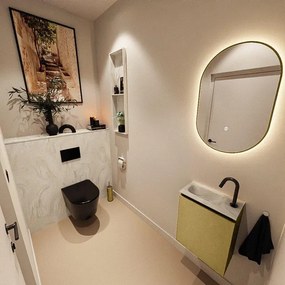 MONDIAZ TURE-DLUX 40cm toiletmeubel Oro. EDEN wastafel Ostra positie links. Met 1 kraangat. TUREDX40OROL1OST