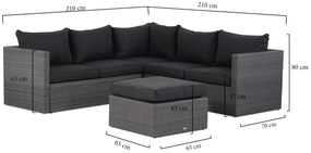 Loungeset  Wicker Grijs  Garden Collections loungeset