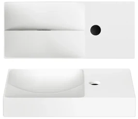 Clou Vale keramiek fontein 45x19x7cm kraangat rechts wit mat CL/03.02162.01.R