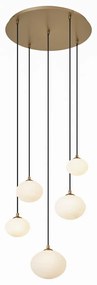 Art Deco hanglamp goud met opaal glas 5-lichts - Yani
