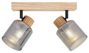 Moderne spot hout met smoke glas 2-lichts draai- en kantelbaar - Gracy