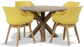 Tuinset Ronde Tuintafel 4 personen 120 cm Kunststof Geel  Hartman Sophie