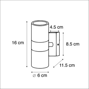 Buitenwandlamp staal 2-lichts IP44 - Duo Modern GU10 IP44 Buitenverlichting rond