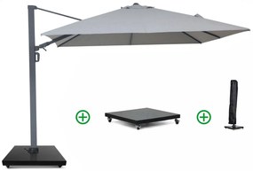 Zweefparasol 3x3m S2 Excellent (incl. voet + hoes) Grijs-antraciet Camello Luna