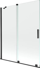 Mexen Velar badwand tweedelig verschuifbaar 140 x 150 cm, transparant, zwart - 896-140-000-01-70