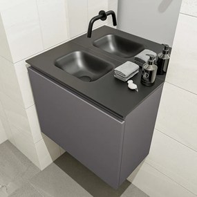 Mondiaz Olan 60cm toiletmeubel dark grey met wastafel urban links geen kraangat