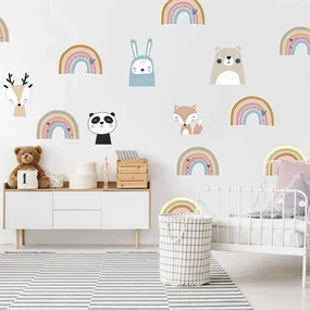 INSPIO Regenbogen in pastelkleuren, muurstickers ROZE