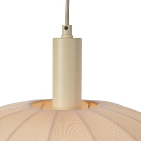 Eettafel / Eetkamer Japandi hanglamp beige met stoffen kap 2-lichts - BidaJapandi E27 Scandinavisch rond Binnenverlichting Lamp