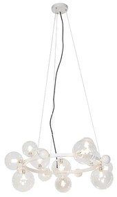 Art Deco hanglamp wit met helder glas 12-lichts - David Art Deco G9 rond Binnenverlichting Lamp
