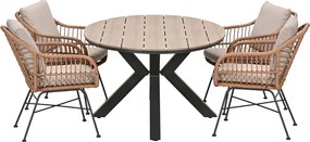 Garden Impressions Lucas tuinset bruin 5-delig - Tulli tuintafel 180x115 cm