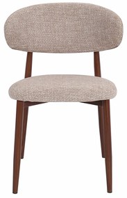 Eetkamerstoel Walnoot Met Beige Stof