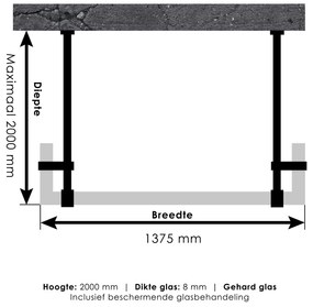 Brauer JC profielloze doorloopdouche 140/50/50cm goud geborsteld