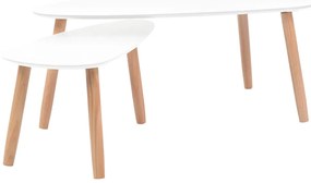 vidaXL 2-delige Salontafelset massief grenenhout wit