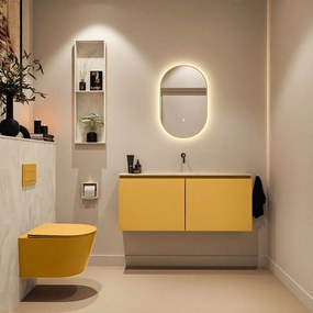 Mondiaz Ture DLux toiletmeubel 120cm ocher met wastafel ostra midden zonder kraangat