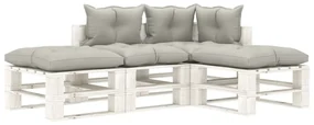 vidaXL 4-delige Loungeset met taupe kussens pallet hout