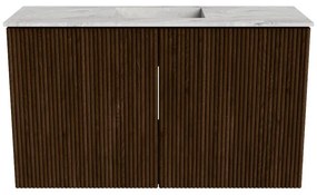 Mondiaz Joya DLux 70cm toiletmeubel walnut met wastafel faye midden 1 kraangat glace