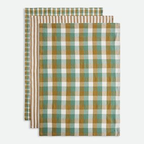 Set van 3 geweven-geverfde katoenen theedoeken, Sidone