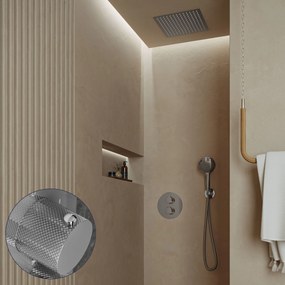 Saniclear Cube Curved inbouw regendouche rond met inbouw douchekop 30x30cm en 2 standen handdouche chroom