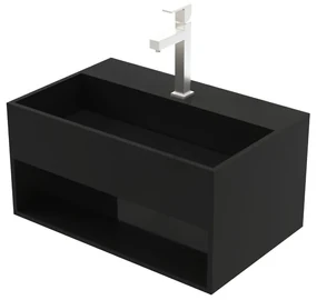 Sanigoods Kenzo wastafel met open vak 50x32x25cm zwart mat