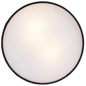 Moderne plafondlamp zwart 30 cm met gouden binnenkant - Drum
