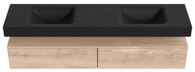Zaro Alan badmeubel 190cm washed oak 2 lades met vrijhangende wastafel cloud dubbel 2 kraangaten urban