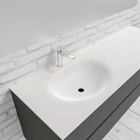 Zaro Sevilla Solid Surface badmeubel 150cm mat antraciet 1 kraangat spoelbak links 4 lades