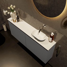 Mondiaz Fowy toiletmeubel 120cm dark grey met antraciete waskom rechts zonder kraangat