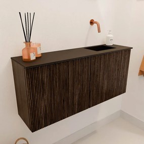 Mondiaz Joya 90cm toiletmeubel walnut met wastafel faye rechts zonder kraangat urban