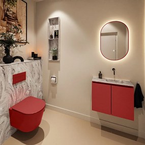 Mondiaz Ture DLux toiletmeubel 60cm fire met wastafel glace rechts zonder kraangat