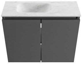 Mondiaz Ture DLux toiletmeubel 60cm dark grey met wastafel opalo links zonder kraangat