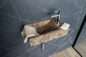 Saniclear Dark Emperador fonteinset met rechte kraan in chroom