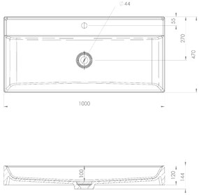 Sapho Twig wastafel gegoten marmer 100x47cm met kraangat wit glans