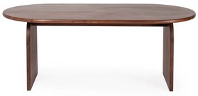 Ovale Eettafel Walnoot Japandi 250 Cm - 250 X 100cm.