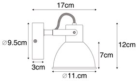 Industriële Spot / Opbouwspot / Plafondspot zwart met hout kantelbaar - Tommy Industriele / Industrie / Industrial E14 rond Binnenverlichting Lamp