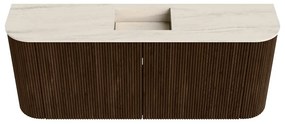 Mondiaz Joya DLux 105cm toiletmeubel ronding links/rechts walnut met wastafel faye midden 1 kraangat meli
