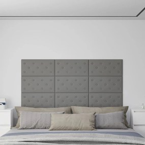vidaXL Wandpanelen 12 st 2,16 m² 60x30 cm kunstleer grijs