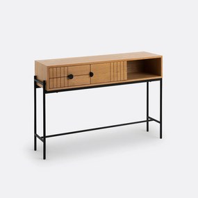 Eiken fineer wandtafel met opbergruimte Clara