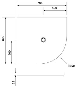 Polysan Flexia kwartronde douchebak 90x80cm wit links