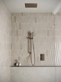 Saniclear Cube inbouw regendouche met inbouw douchekop 30x30cm, glijstang en staafhanddouche verouderd messing