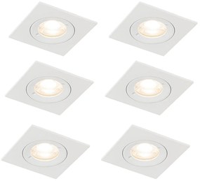 Buitenlamp Set van 6 inbouwspots wit vierkant GU10 50mm IP44 - Xena Modern GU10 IP44 Buitenverlichting Lamp