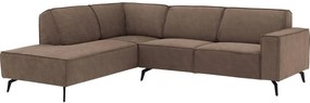 Goossens Hoekbank Hercules bruin, microvezel, 2,5-zits, modern design met ligelement links