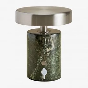 Draadloze Led-tafellamp Van Ijzer En Natuursteen Isasia Groen Marmer Forest - Sklum